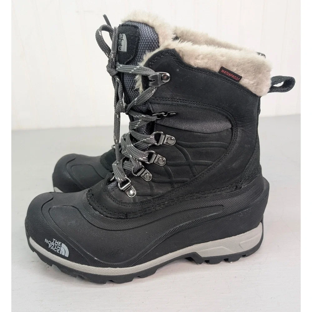 The North Face Women's Chilkat 400 Snow Boots Black Size 5 Waterproof Lace Up‎